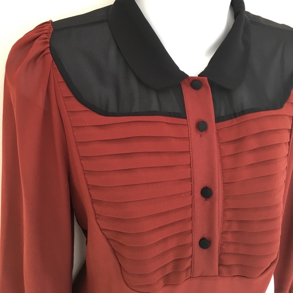 New Italian Rust chiffon blouse - Picture 3 of 6